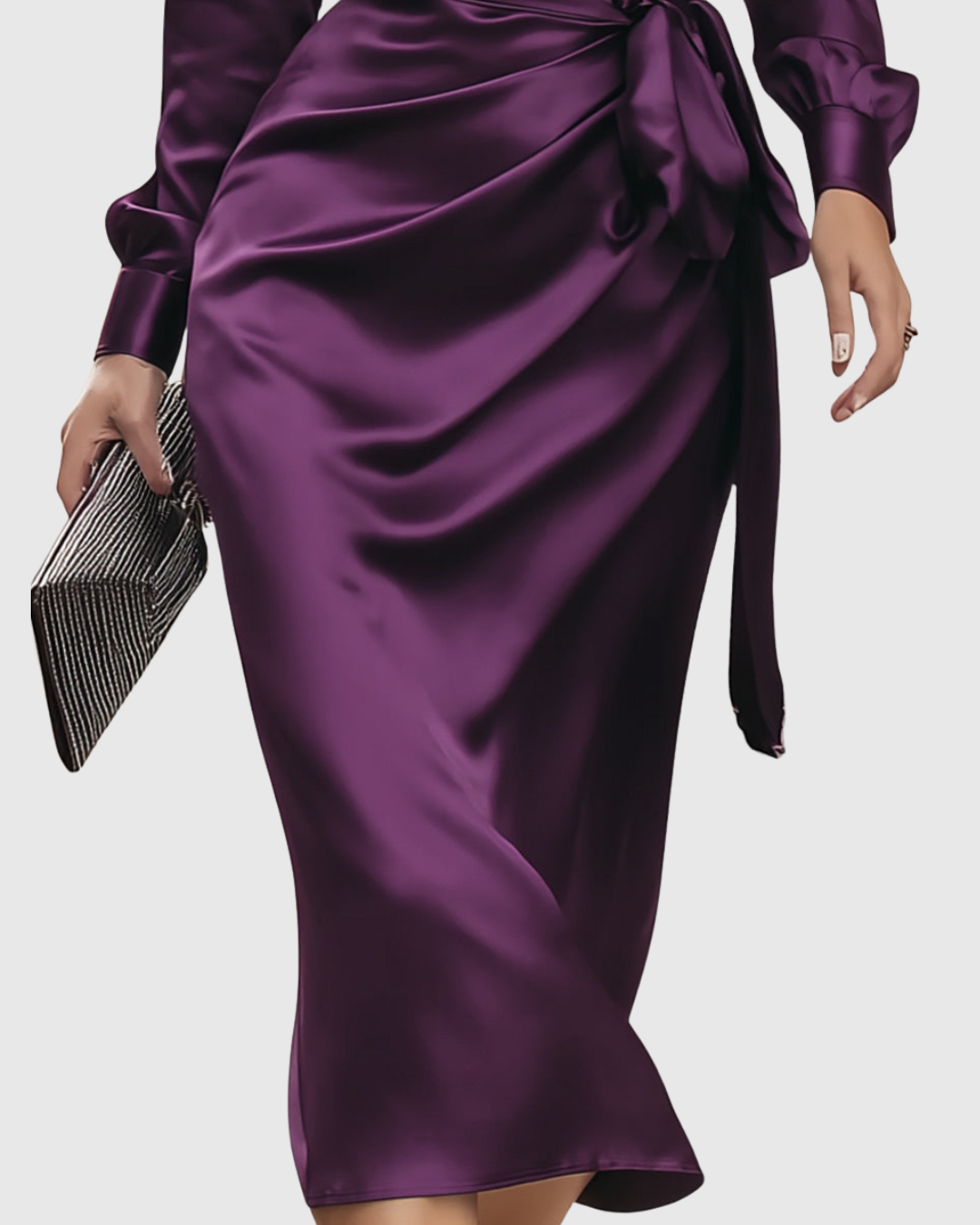 Elegantes Wickelkleid Damen mit Verstellbarem Bund