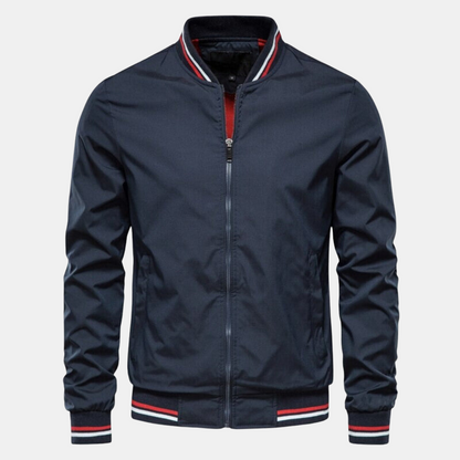 Herren Bomberjacke Stylisch Leder Schwarz