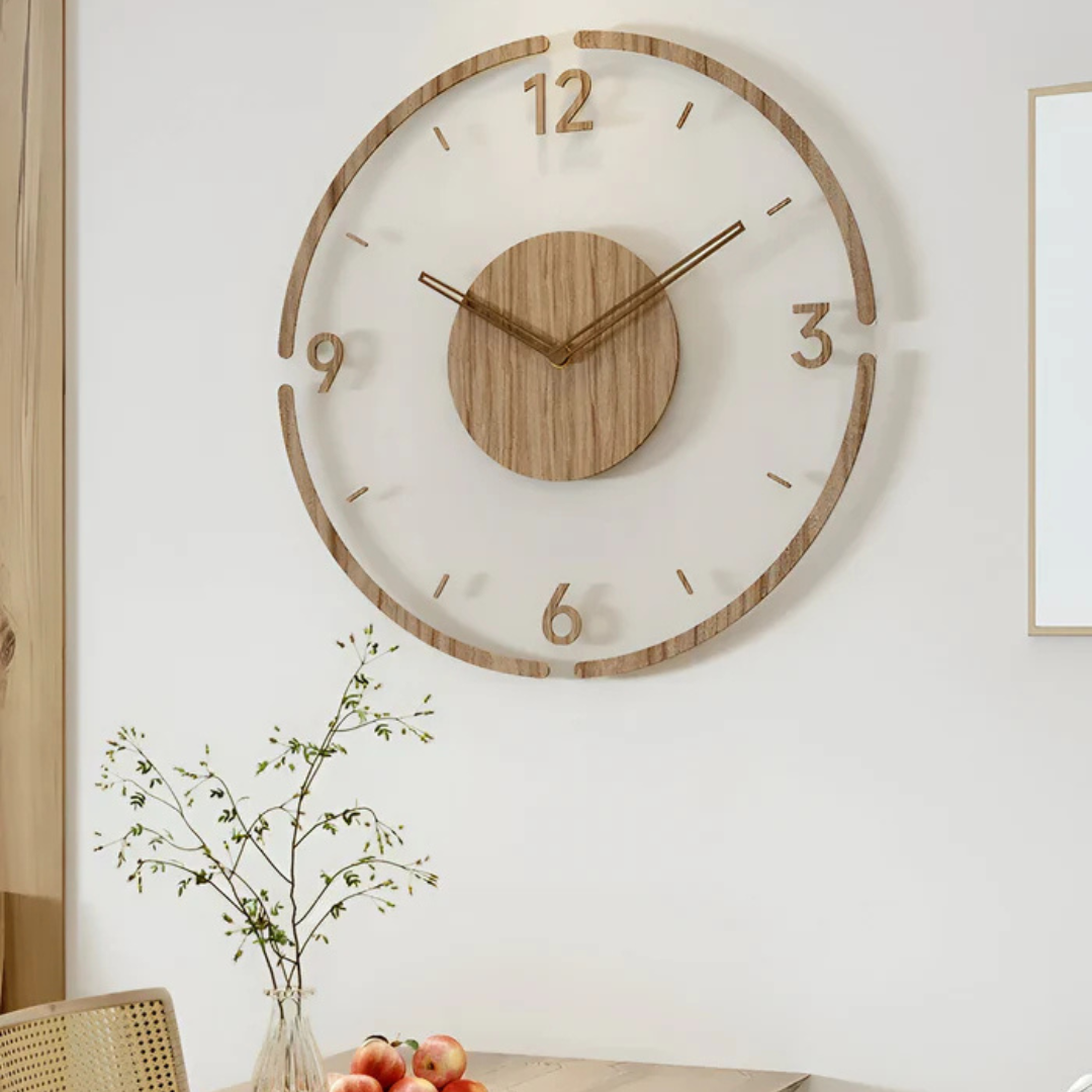 Moderne Wanduhr 30 cm Acryl Holz Design Wohnzimmer - BerlinGlamour