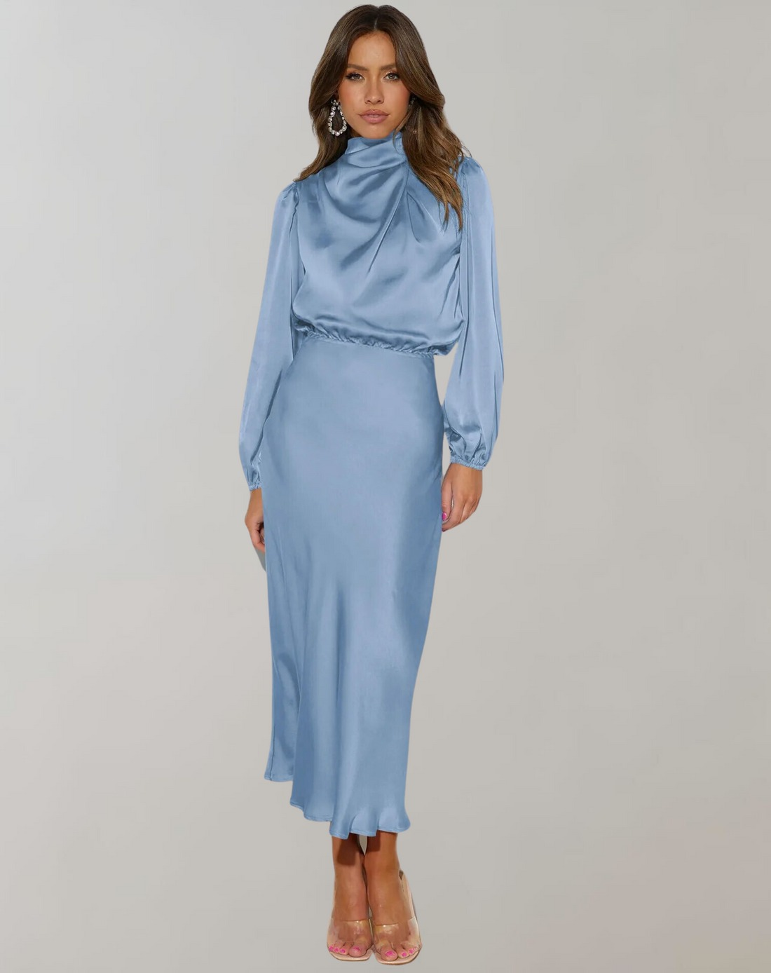 Elegantes Abendkleid Damen Langärmelig Schwarzes Cocktailkleid