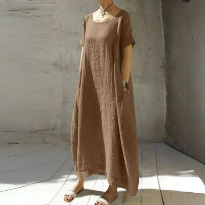 Taupefarbenes Leinenkleid von BerlinGlamour im lässigen Stil