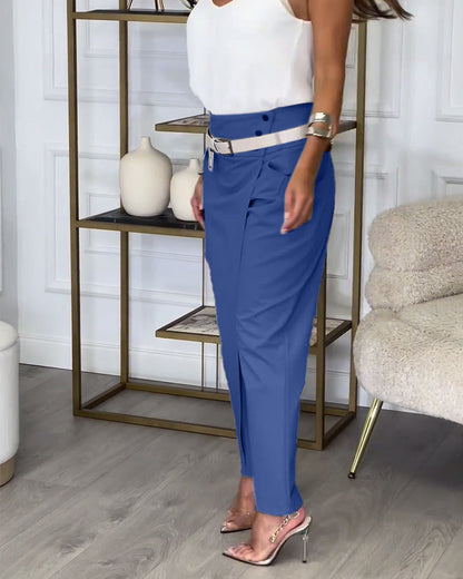 Modische Damen-Hose Patchwork Einfarbig