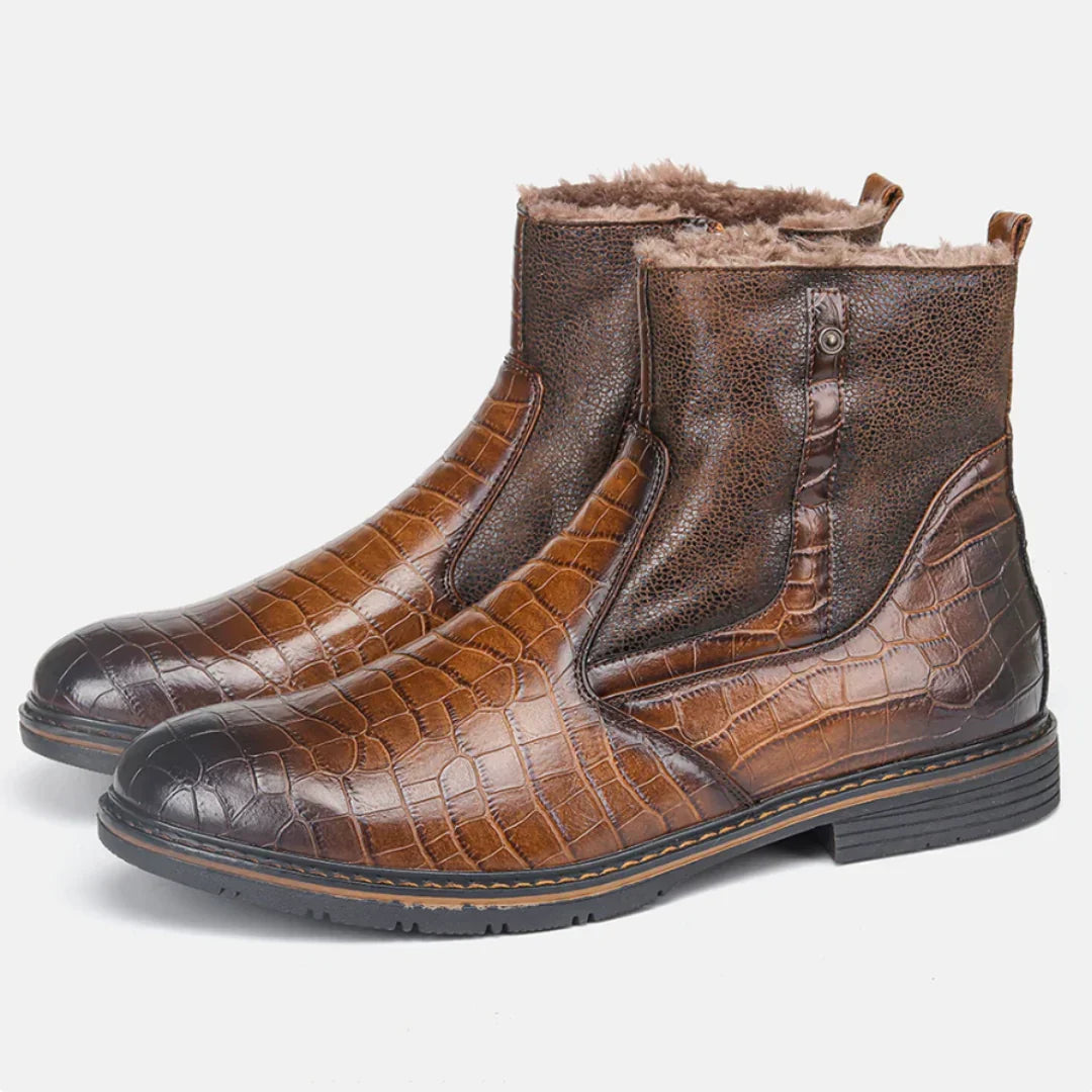 Herrenstiefel Leder Warm Winterstiefel Schwarz - BerlinGlamour