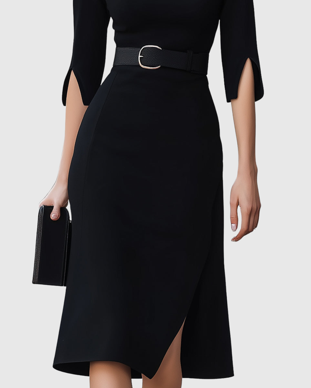 Elegante Midi Robe Minimalistisch Damenkleid