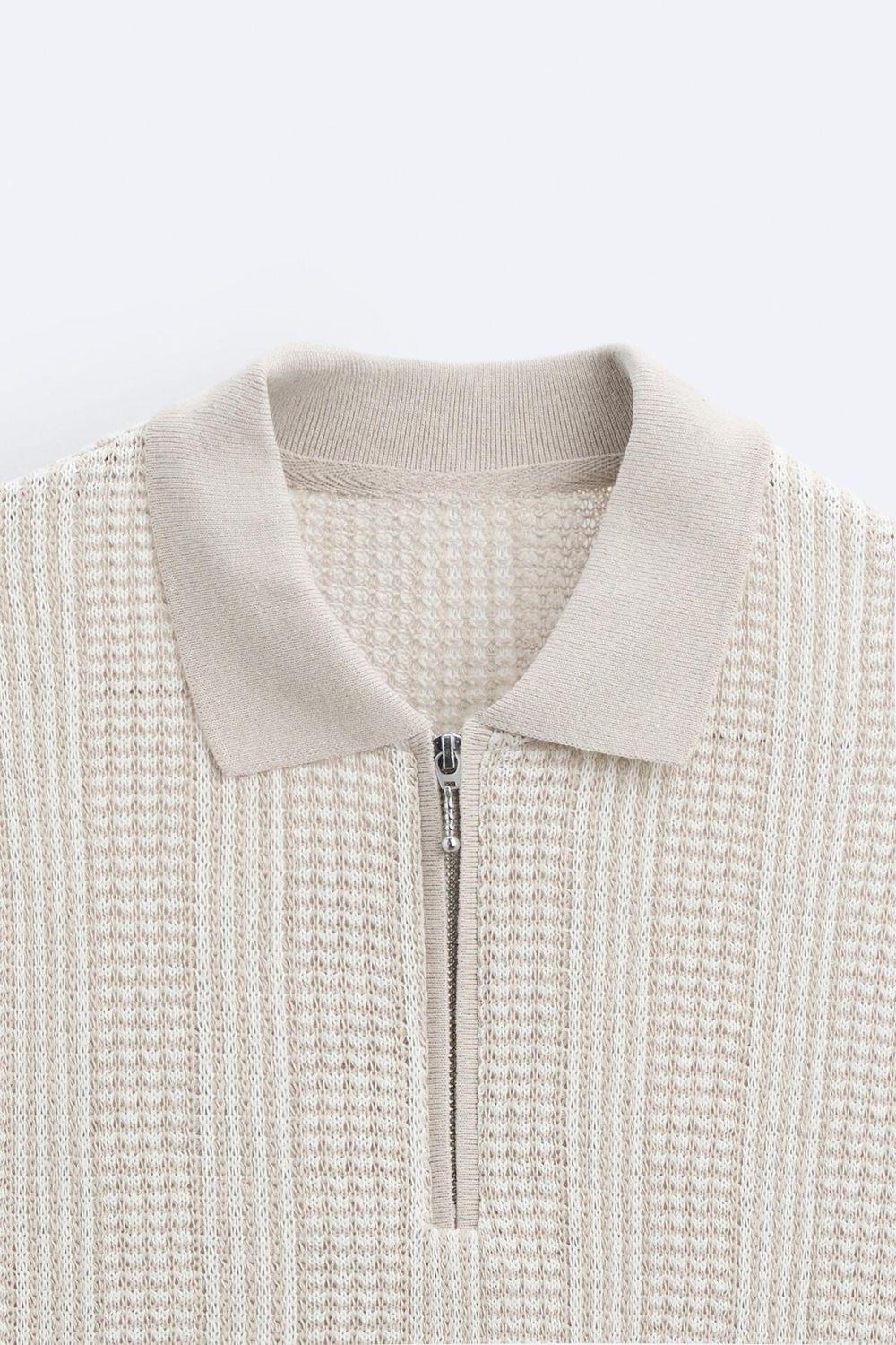 Strick-Polo Reißverschluss Herren Sportlich Modern