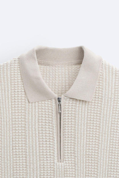 Strick-Polo Reißverschluss Herren Sportlich Modern