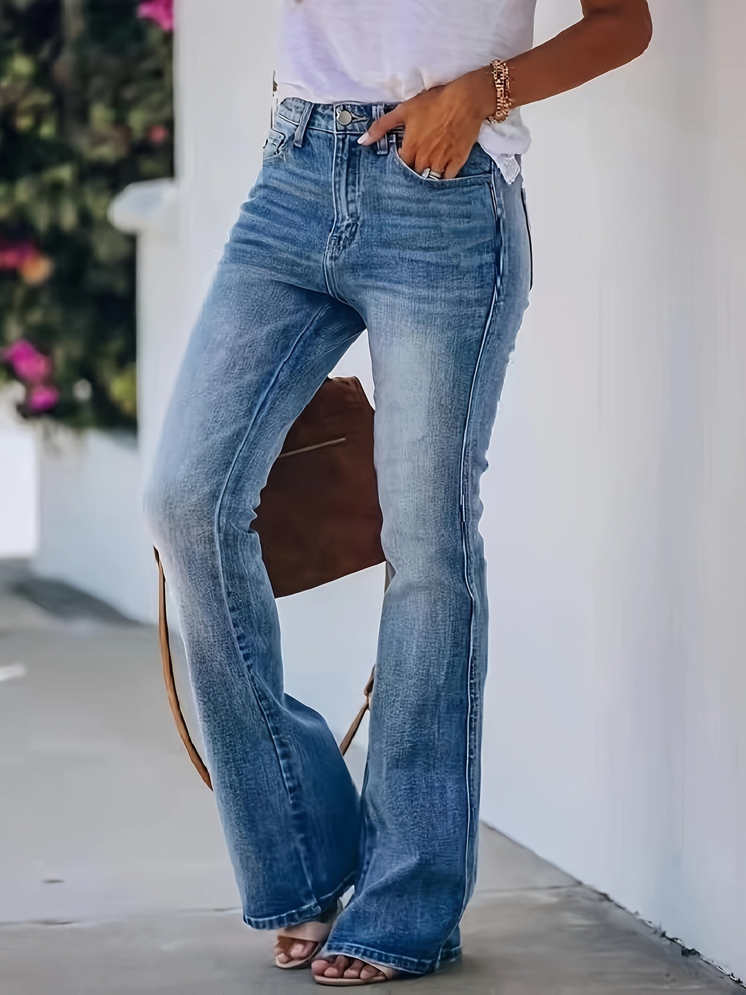 Hohe Taille Damen Jeans Flare Style Frauen - BerlinGlamour