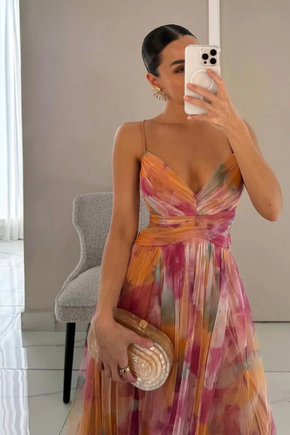 Damen Maxikleid Faltenrock Lang Elegant