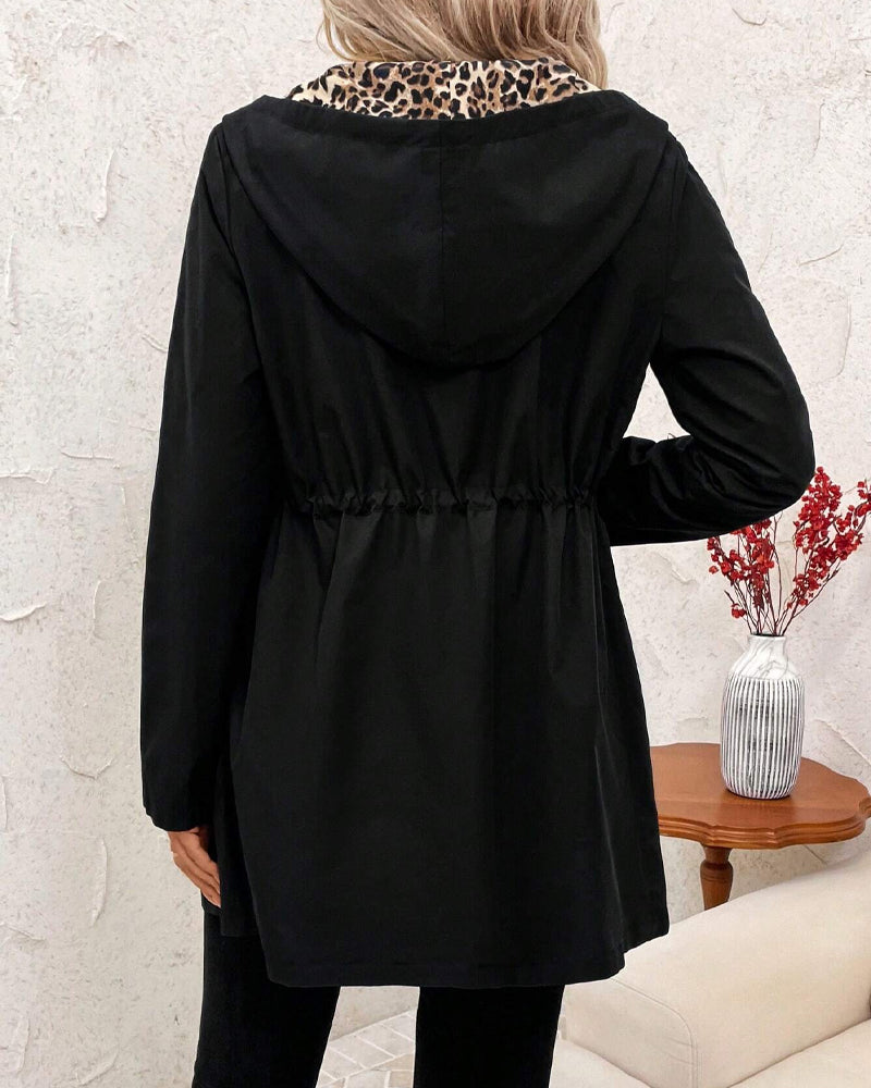 Leopardenmuster Kapuzenpullover Umkehrbar Trendy