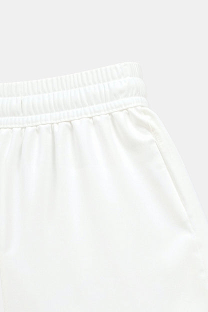 Elastische Damenhose mit Kordelzug und weitem Bein