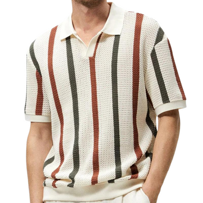 Herren Poloshirt Strick Gestreift Modern Komfortabel