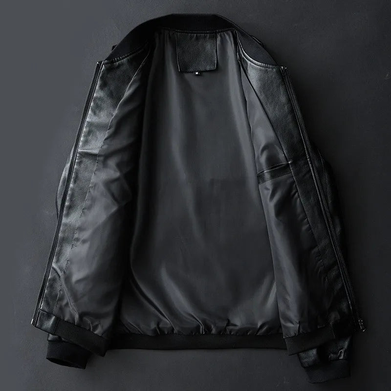 Lederjacke Herren Modern Lederschutzjacke Schwarz