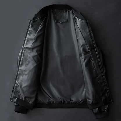 Lederjacke Herren Modern Lederschutzjacke Schwarz