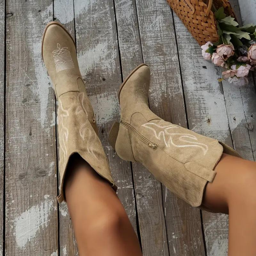 Stiefel Damen Hohe Absatz Stiefel Spitzschuhe mit Reißverschluss - BerlinGlamour