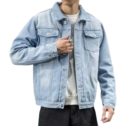 Herren Jeansjacke Winter Stilvoll Schwarz