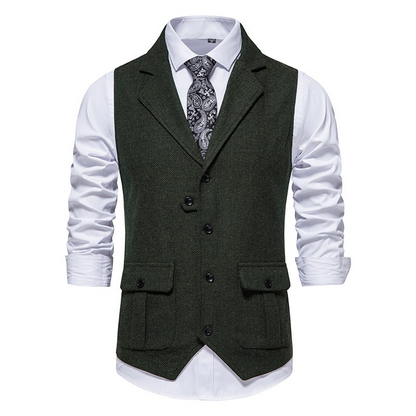 Herren Weste Elegant mit Seitentaschen Baumwolle