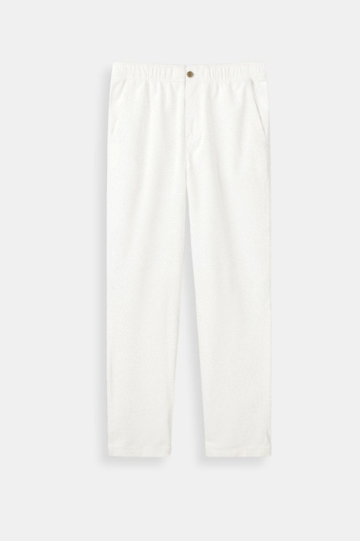 Herren-Hose Beige Elastisch Mit Knopfverschluss