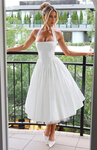 Hochzeitskleid Damen Midi Kleid für Gäste Elegant