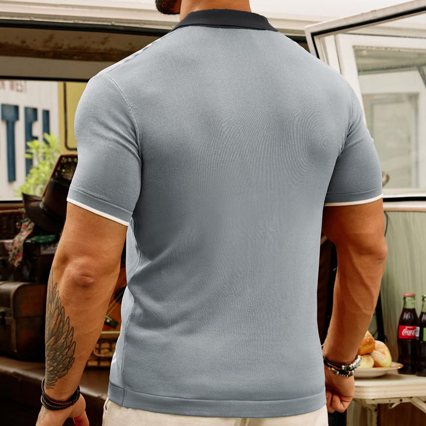 Herren Polo Baumwolle Klassisch Elegant
