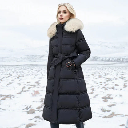 Luxus Winterjacke Damen Modern Schwarz