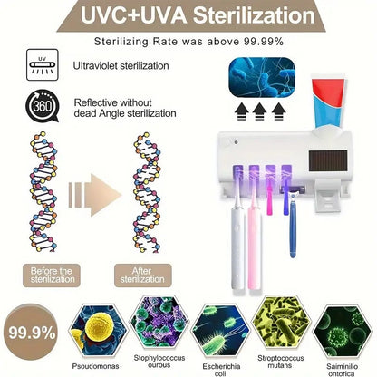 Zahnbürstenhalter UV Sterilisator Mit Zahnpastaspender Wandmontage