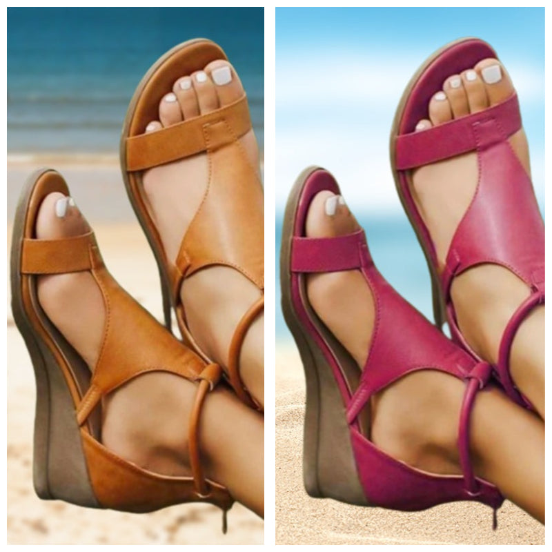 Orthopädische Sandalen Damen Leder Komfort Absatz