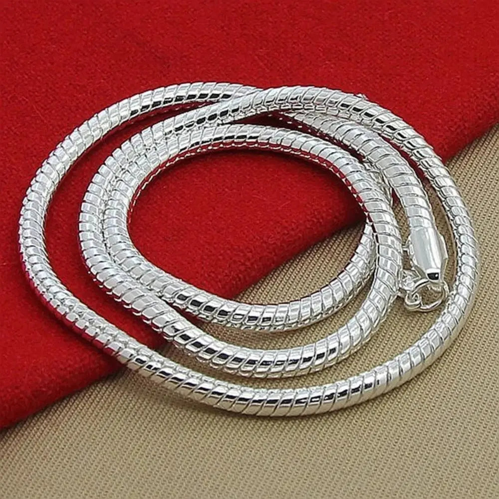 Sterling Silber Schlangen Halskette 925 Edelstahl 3mm