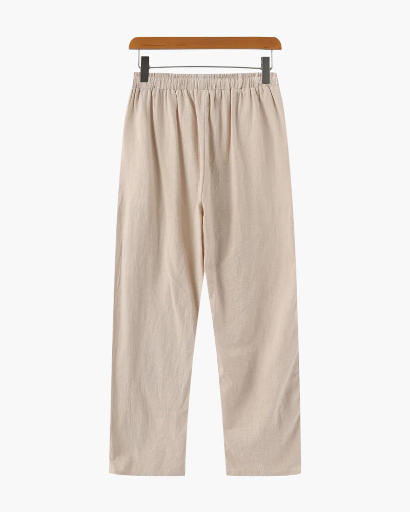 Herren Leinenhose Sommer Bequem Elastisch