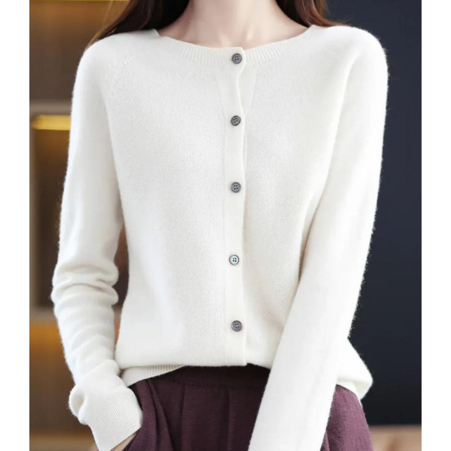 Damen Strickjacke Klassisch mit Knöpfen Eleganz