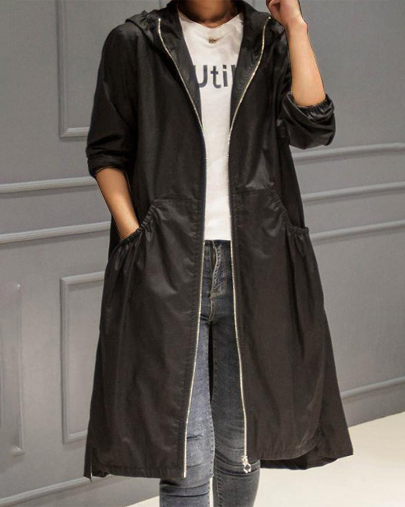 Wasserdichte Trenchcoat Damen Lang Mantel
