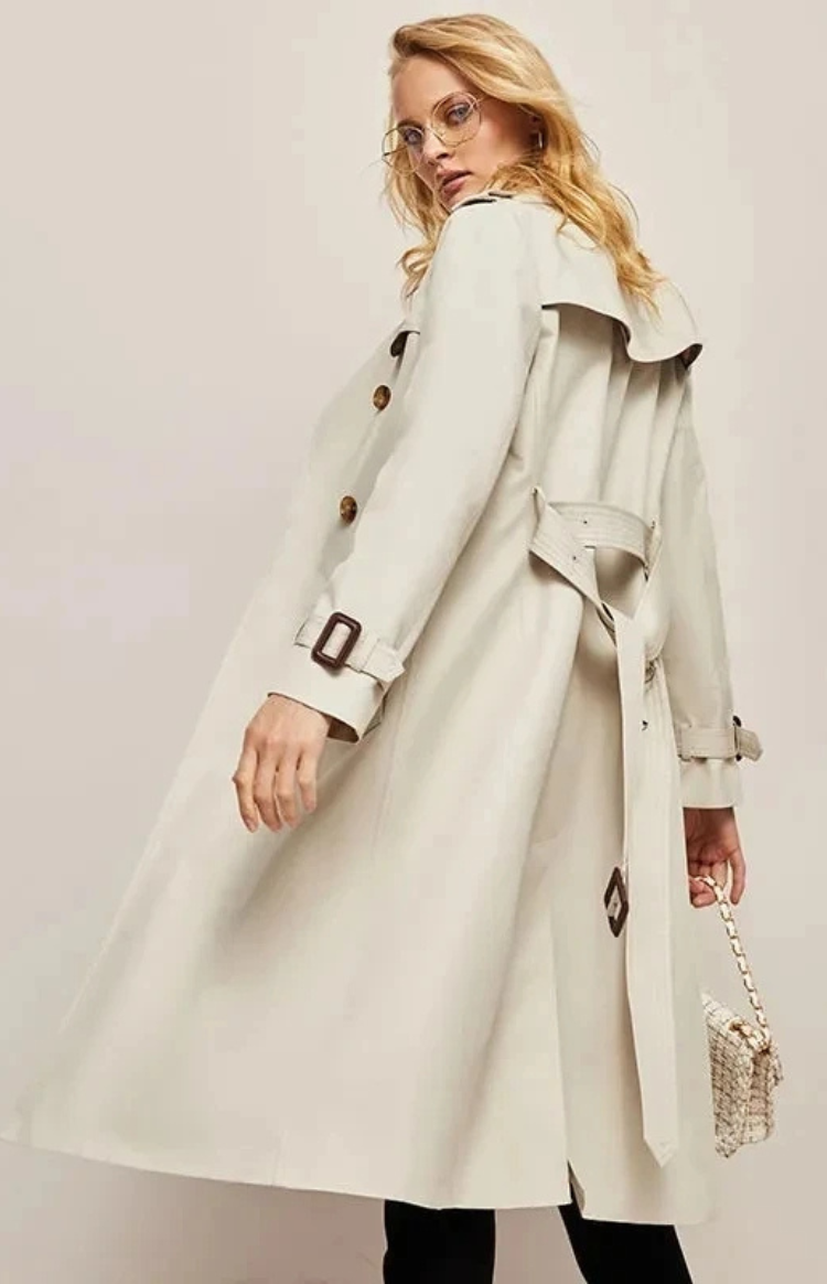 Frauen Mantel Lang Reverskragen Modern Stylisch