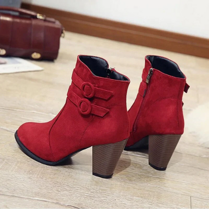 Damen Stiefeletten High Heel Schnalle Reißverschluss - BerlinGlamour