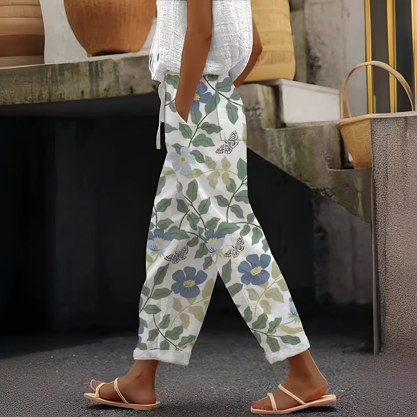 Damen Hose mit Taschen Stilvoll Elegant