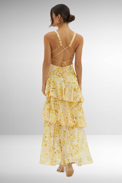 Damen Maxikleid Geblümt Elegantes Sommerkleid