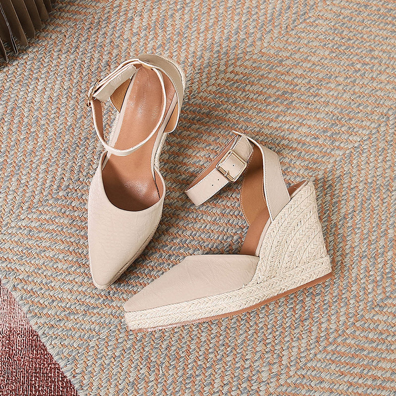 Keilabsatz Sandalen Damen Schuhe Heidi Stil