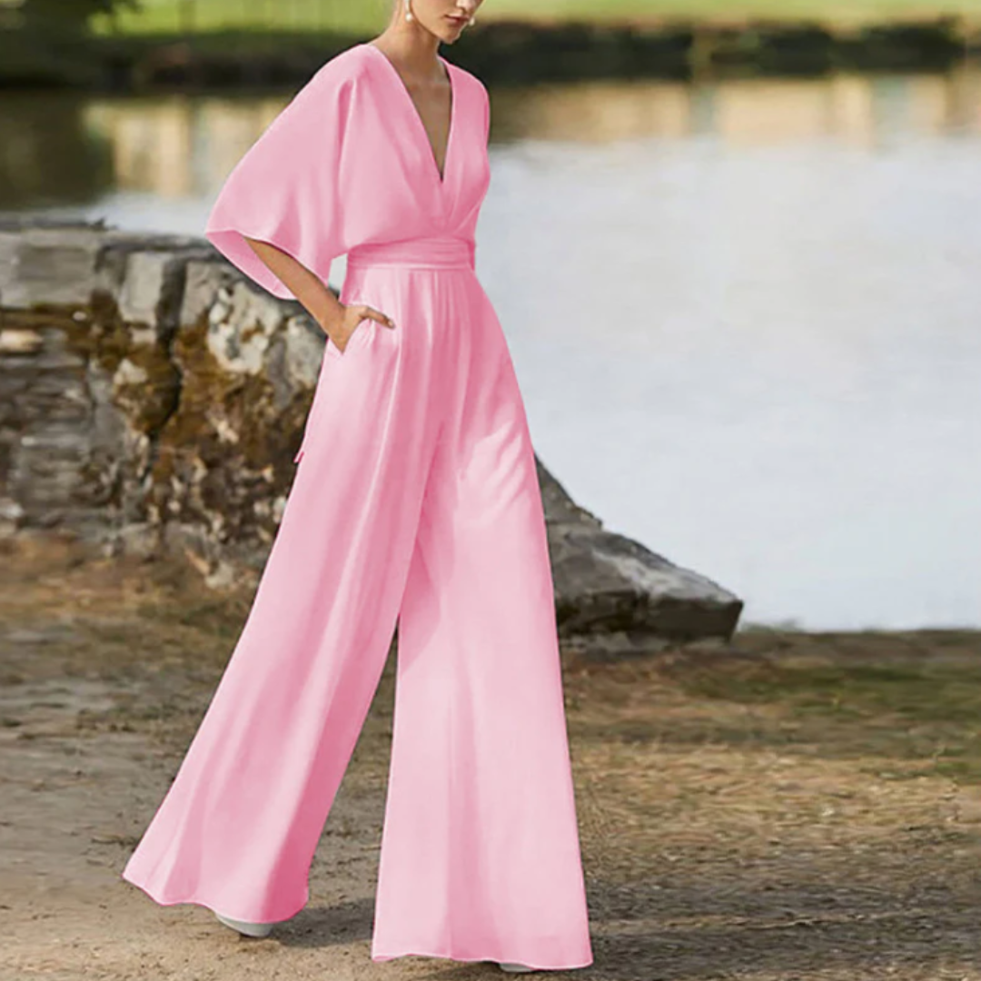 Eleganter Damen Jumpsuit mit Halben Ärmeln Modern