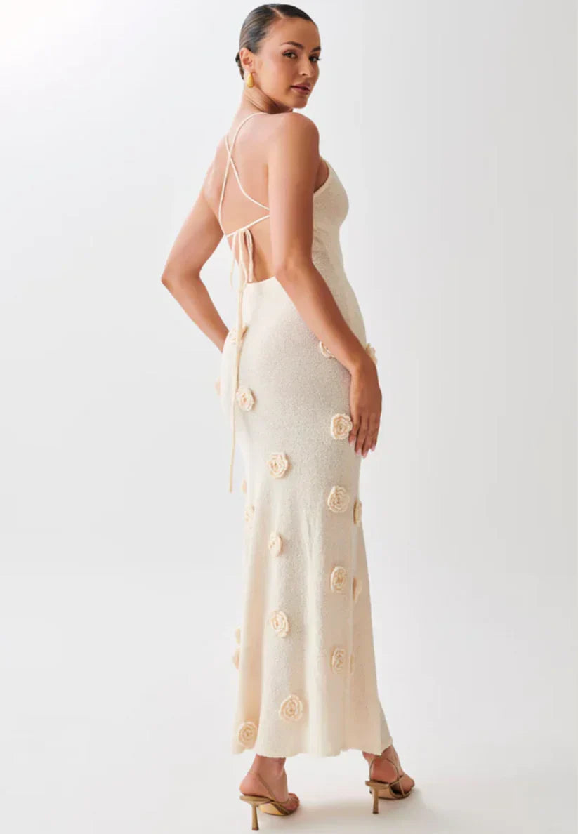 Damen Maxikleid Spaghettiträger Blumenmuster Elegant
