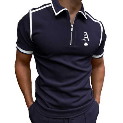 Herren Polo Shirt Reißverschluss Kragen Modern