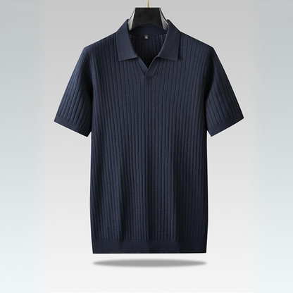 Herren Poloshirt Marineblau Strick Qualität