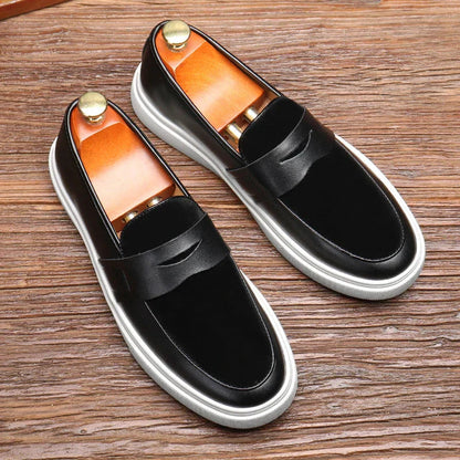Herren Lederschuhe Casual Slip-on Schwarz Elegante Schuhe