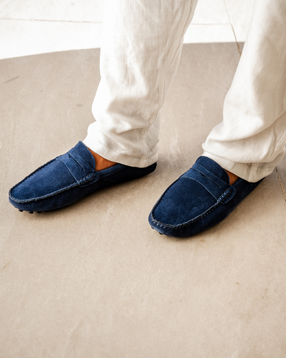 Herren Mokassin Schuhe Wildleder Slip On Braun