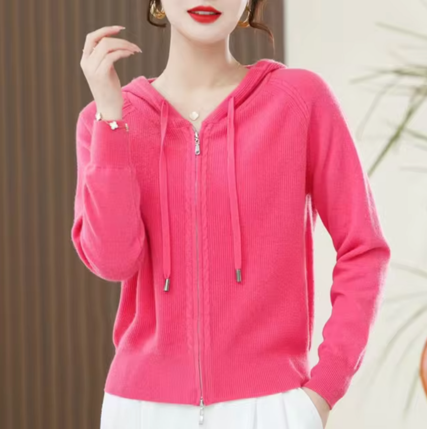 Strick Hoodie Damen Warm Oversized