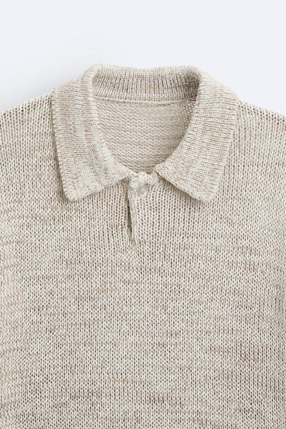 Vintage Strickpolo Lässig Relaxed Fit