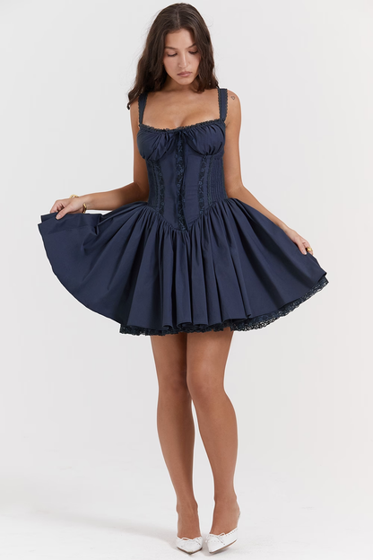 Korsett Minikleid mit Trägern Rüschen DetailSexy