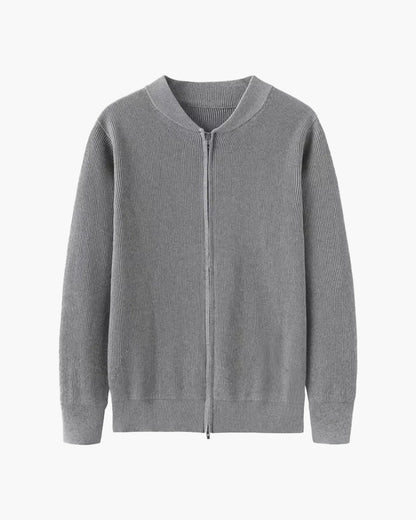 Herren Strickjacke Stehkragen Rippstrick Reißverschluss
