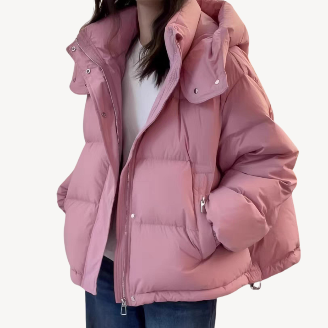 Übergroße Damen Pufferjacke Warm mit Hochem Kragen