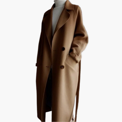 Damen Wintermantel Elegant Wickelmantel Lang