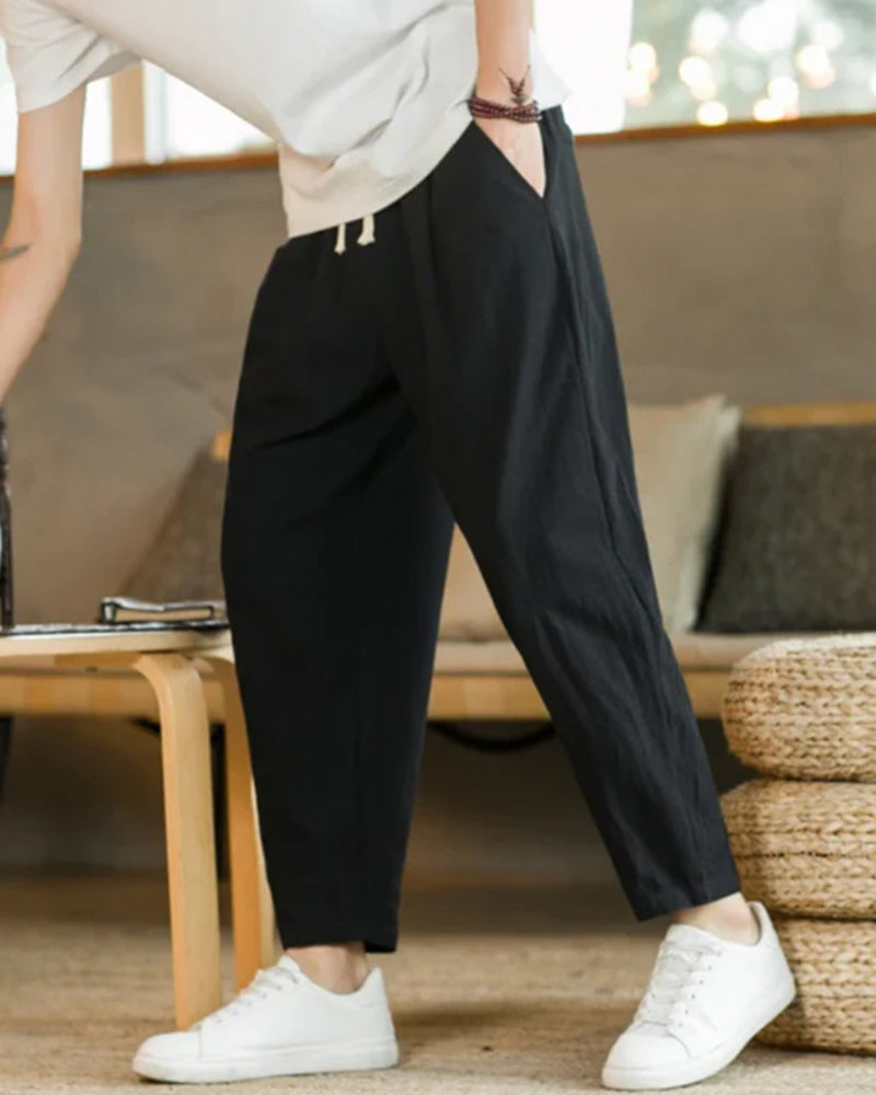 Locker geschnittene Sommerhose Plissee mit Kordelzug Bequem