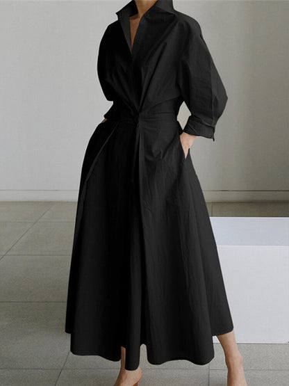 Damen Maxi Kleid Tailliertes Langhemd Elegант