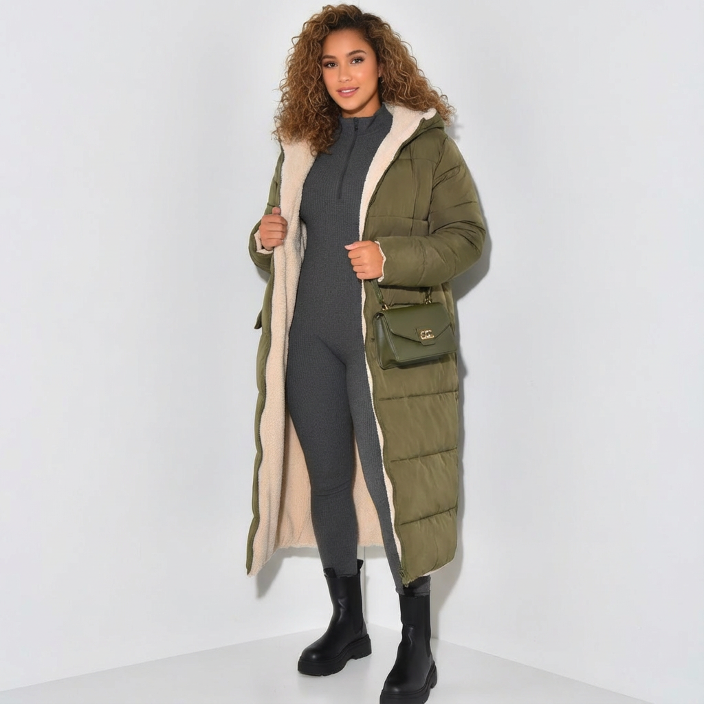 Wendbare Damenjacke Lang Teddyfutter Modern - BerlinGlamour